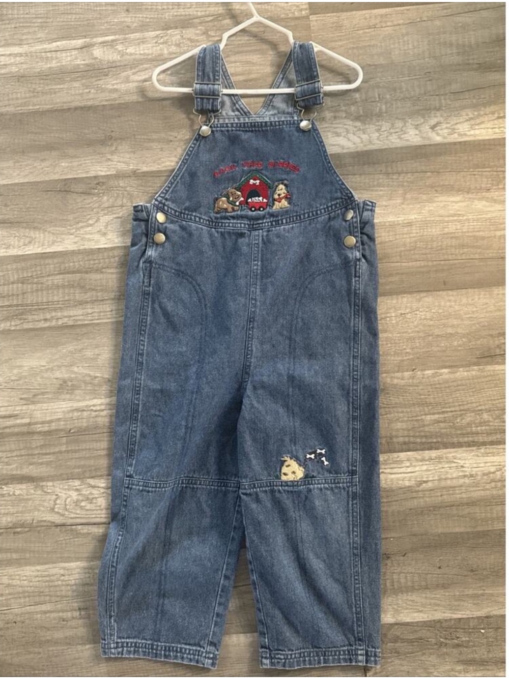 Vintage 90's Buster Brown Size 4T Denim Overalls Puppy / Dog Embroidered Y2K